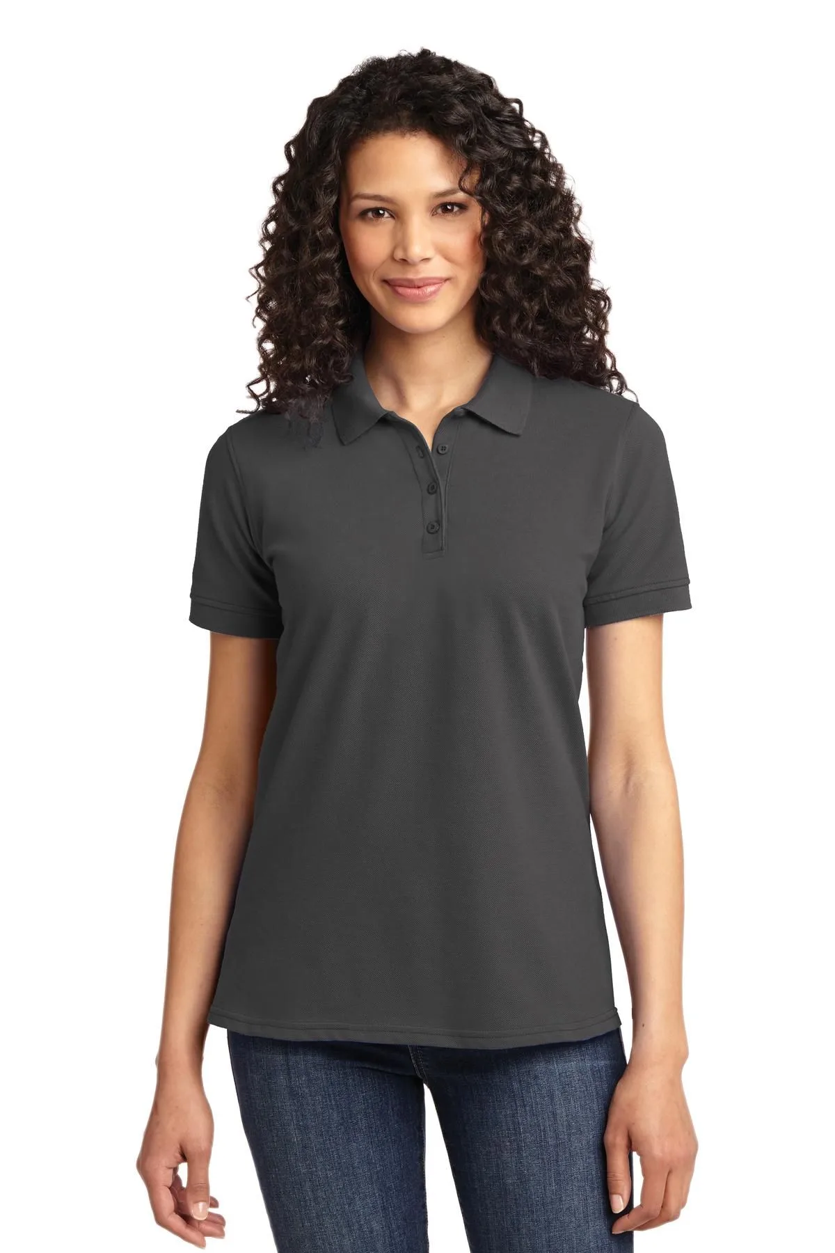 Port & Co™ Women's Core Blend Pique Polo. — Athletic Heather Gray