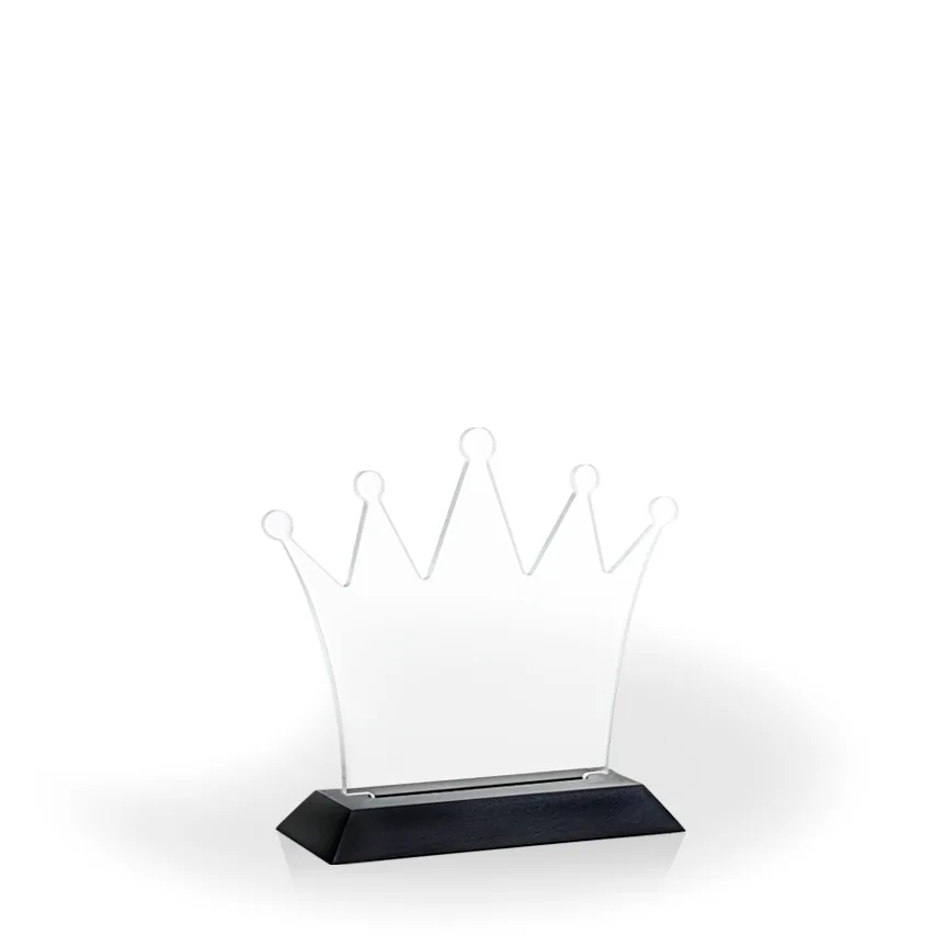 Crown Award with Black Wood Base, Small - Engraved view 2