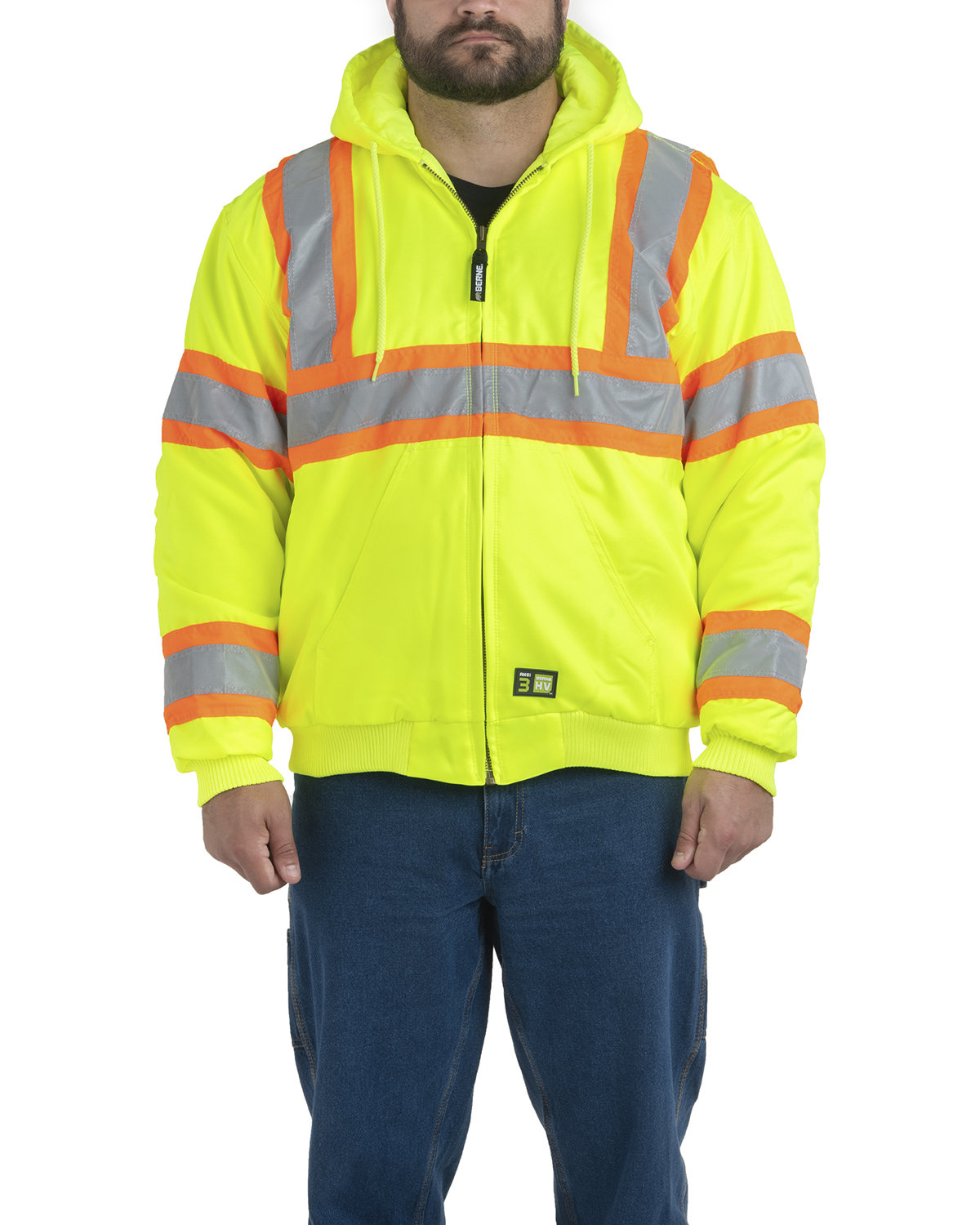 Berne Apparel Men's Hi-Vis Class 3 Hooded Active Jacket