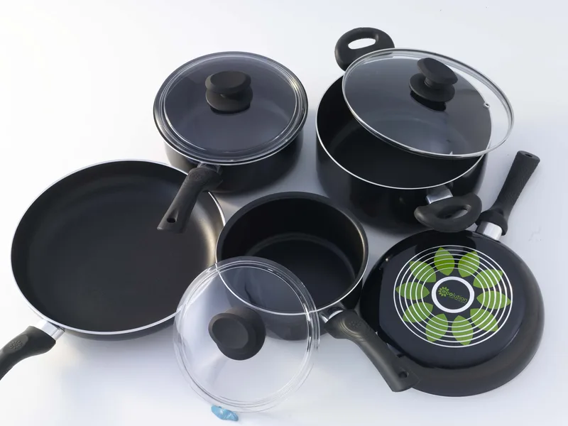 Ecolution 8 Piece Artistry Black Nonstick Cookware Set