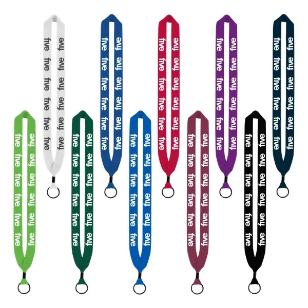 1" Cotton Lanyard with Metal Crimp & Metal Split-Ring view 2