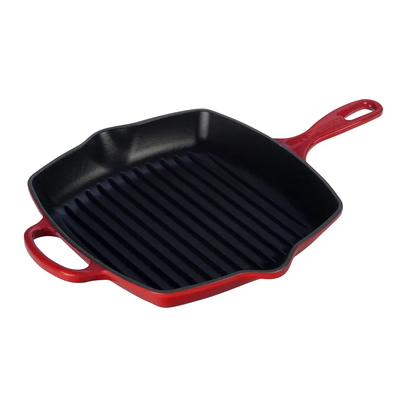 Le Creuset 10.25" Signature Cast Iron Square Skillet Grill Cerise