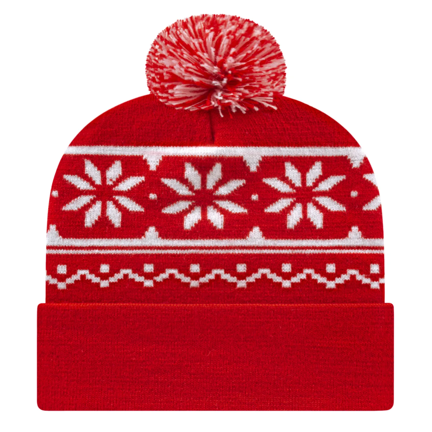 Snowflake Knit Cap with Cuff view 2