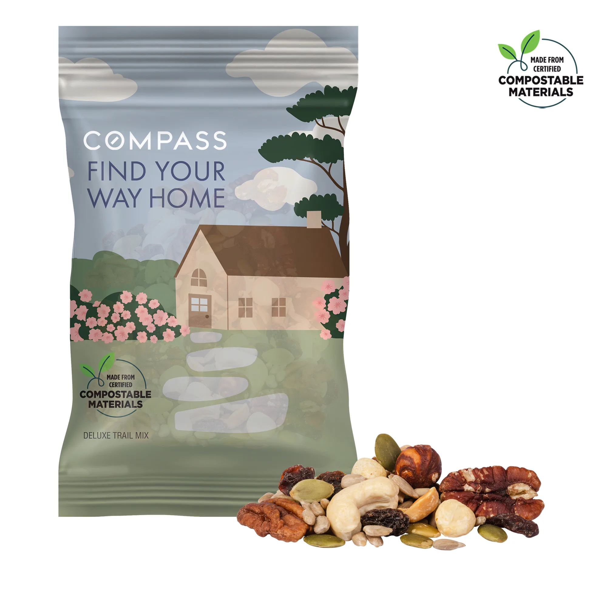 4oz. ECO-Digibag, Compostable & Full Color, Deluxe Trail Mix