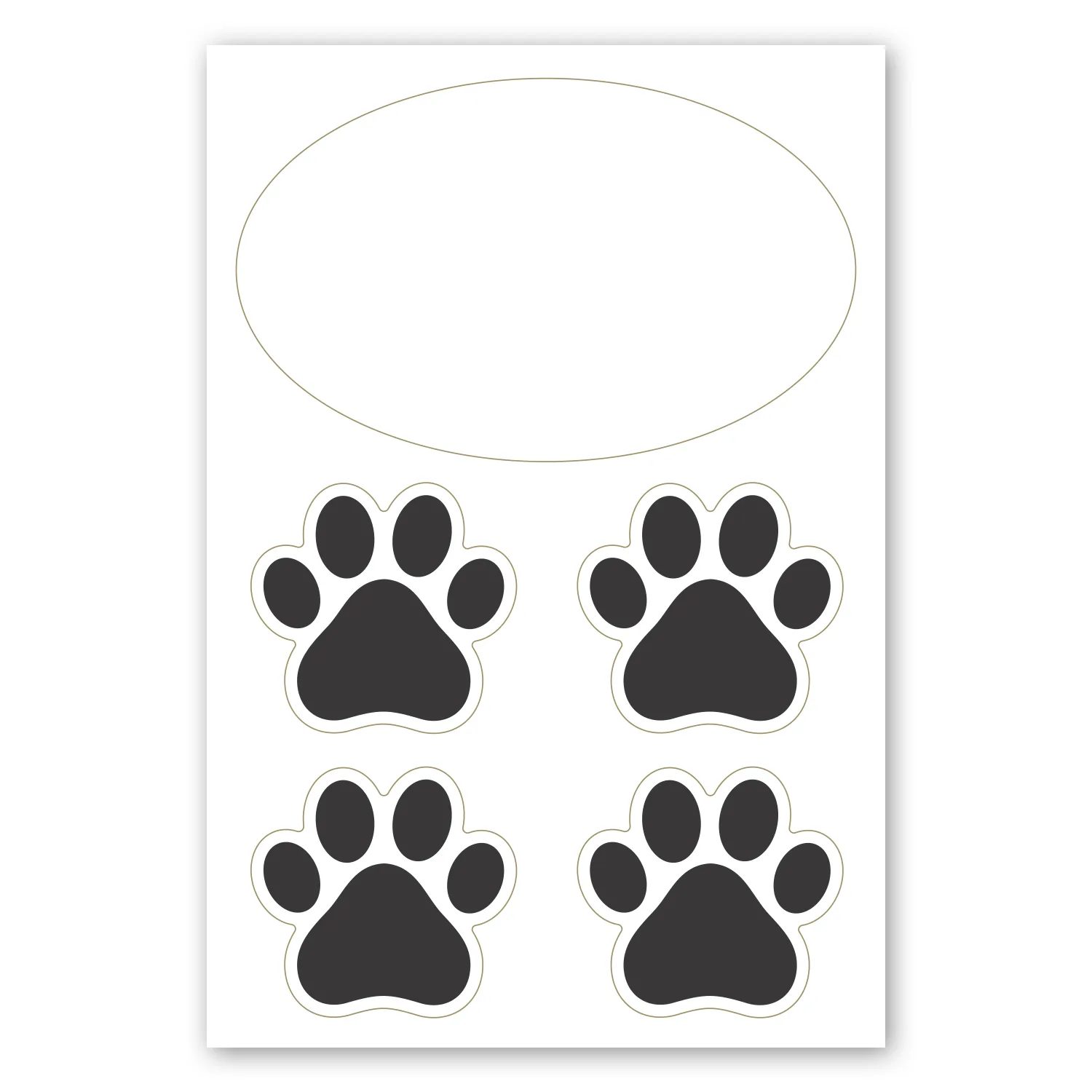 2" 1 Oval Car Magnet with 4 Paw Prints view 2