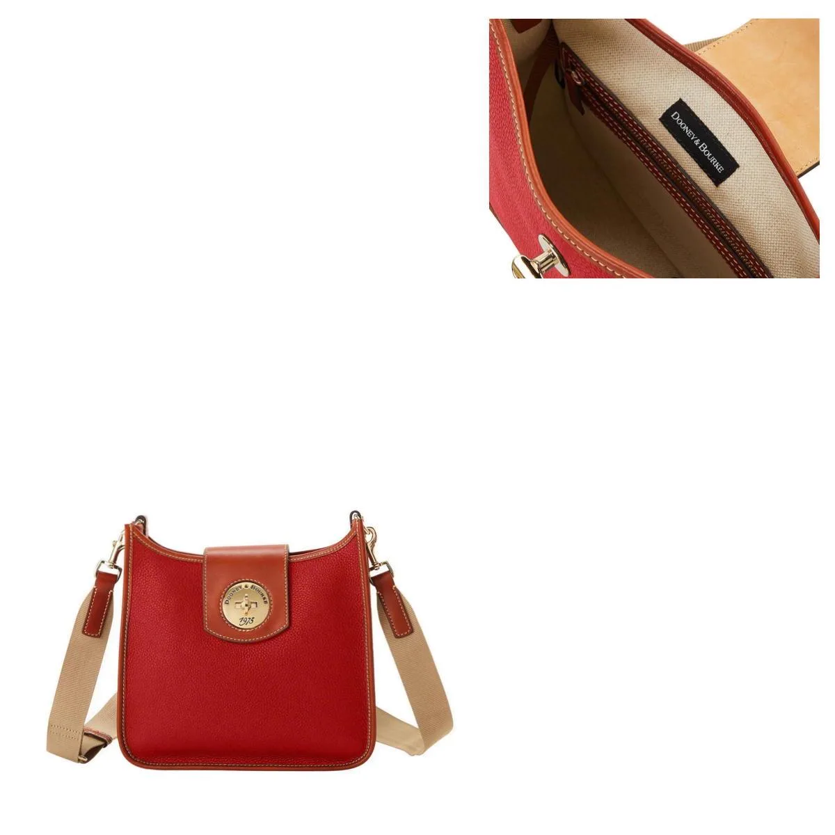 Dooney & Bourke Red Pebble Turnlock Messenger 28