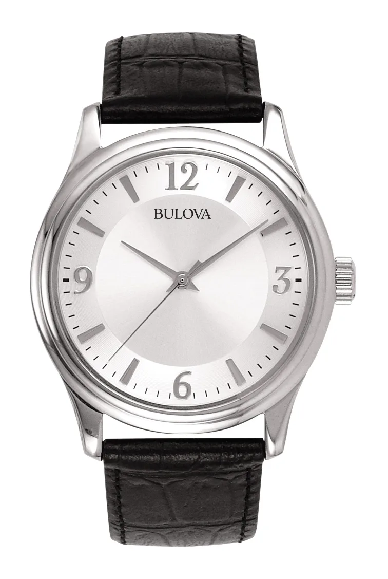 Bulova Watches Corporate Collection Men's Black Leather Strap Watch