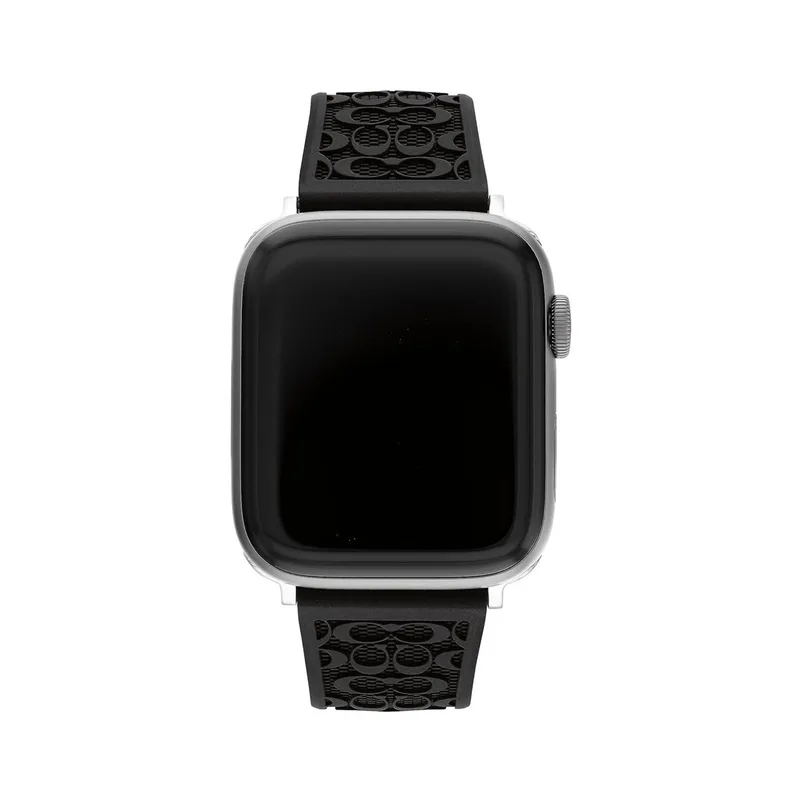 Coach Signature C Embossed Black Silicone Rubber Strap