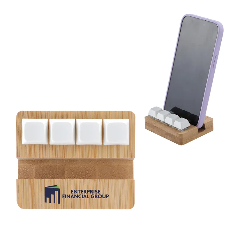 Bamboo Phone Stand with Stress Reliever Keyboard