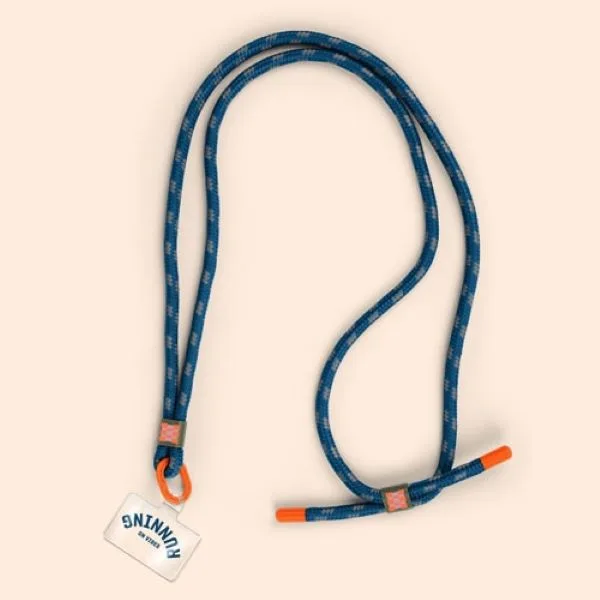 Navy + Gray Rope, Outrageous Orange Split Ring & Rope Tip