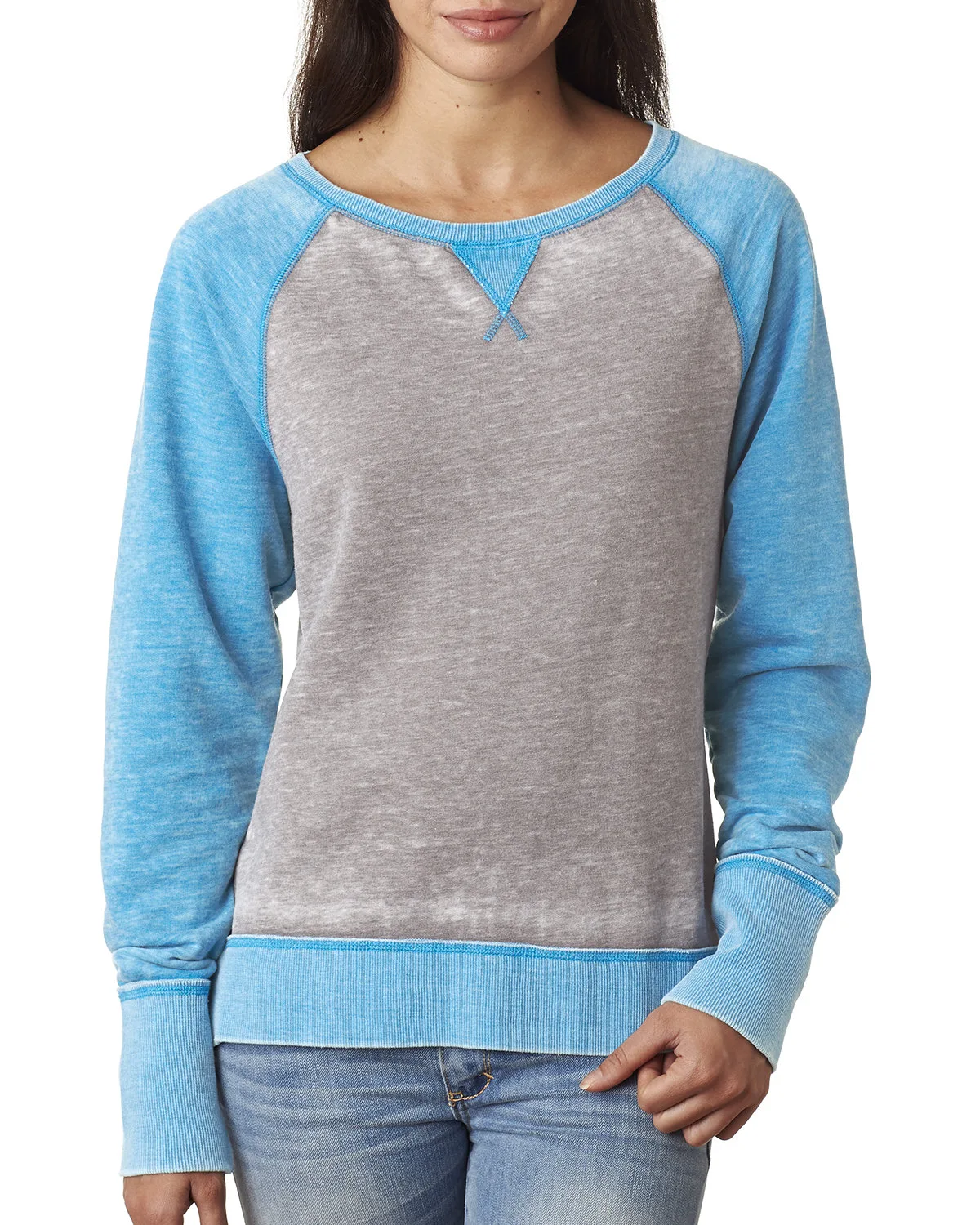 J AMERICA Ladies' Zen Contrast Crew