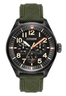 Citizen® Men's Chandler Eco-Drive® Watch w/Green Cordura® Strap & Black Dial