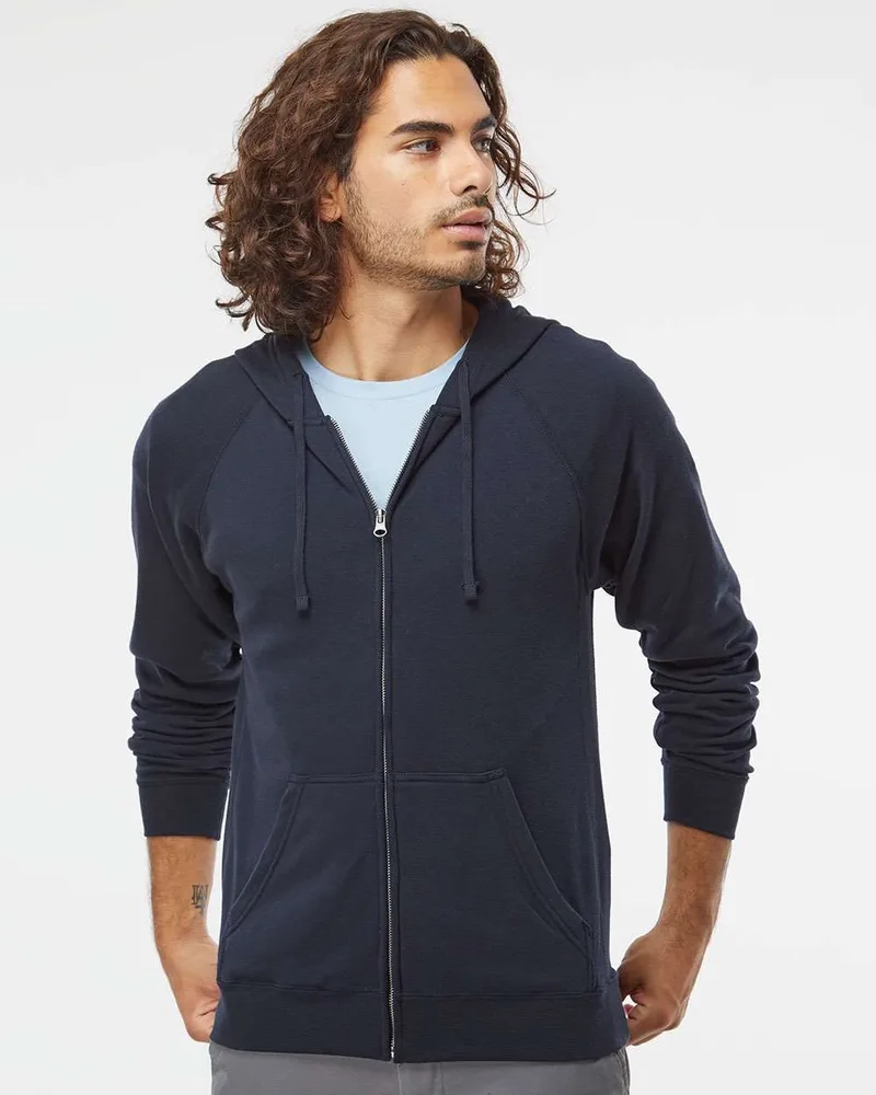 Independent Trading Co.® Unisex Blend Raglan Full-Zip Hooded Sweatshirt view 2