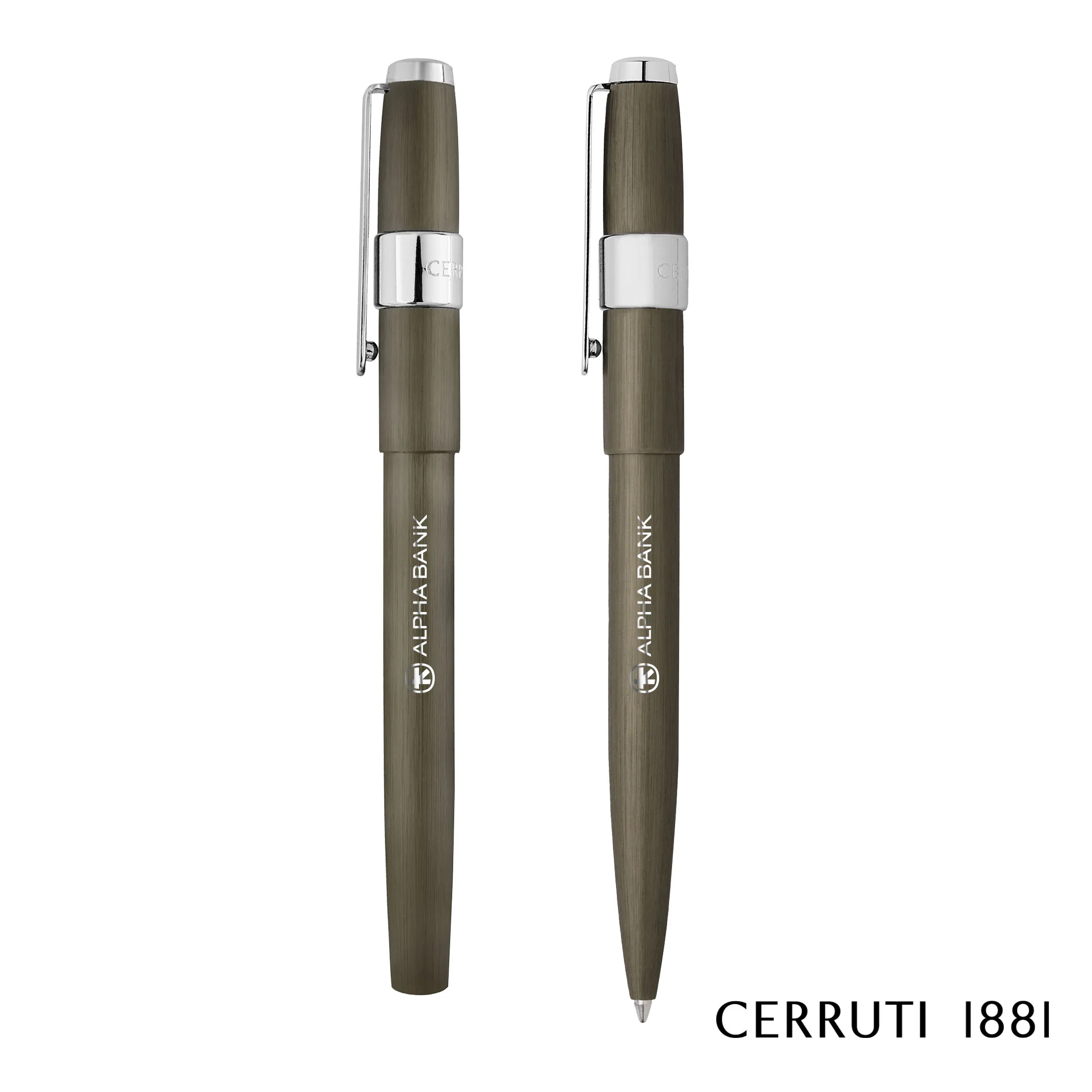 Cerruti 1881® Block Brushed Ballpoint Pen & Fountain Pen Set