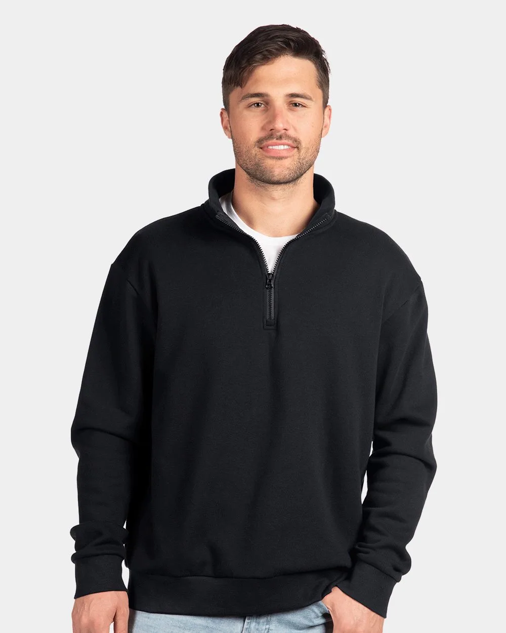 Next Level Apparel® Unisex Fleece Quarter-Zip Pullover Sweatshirt view 2