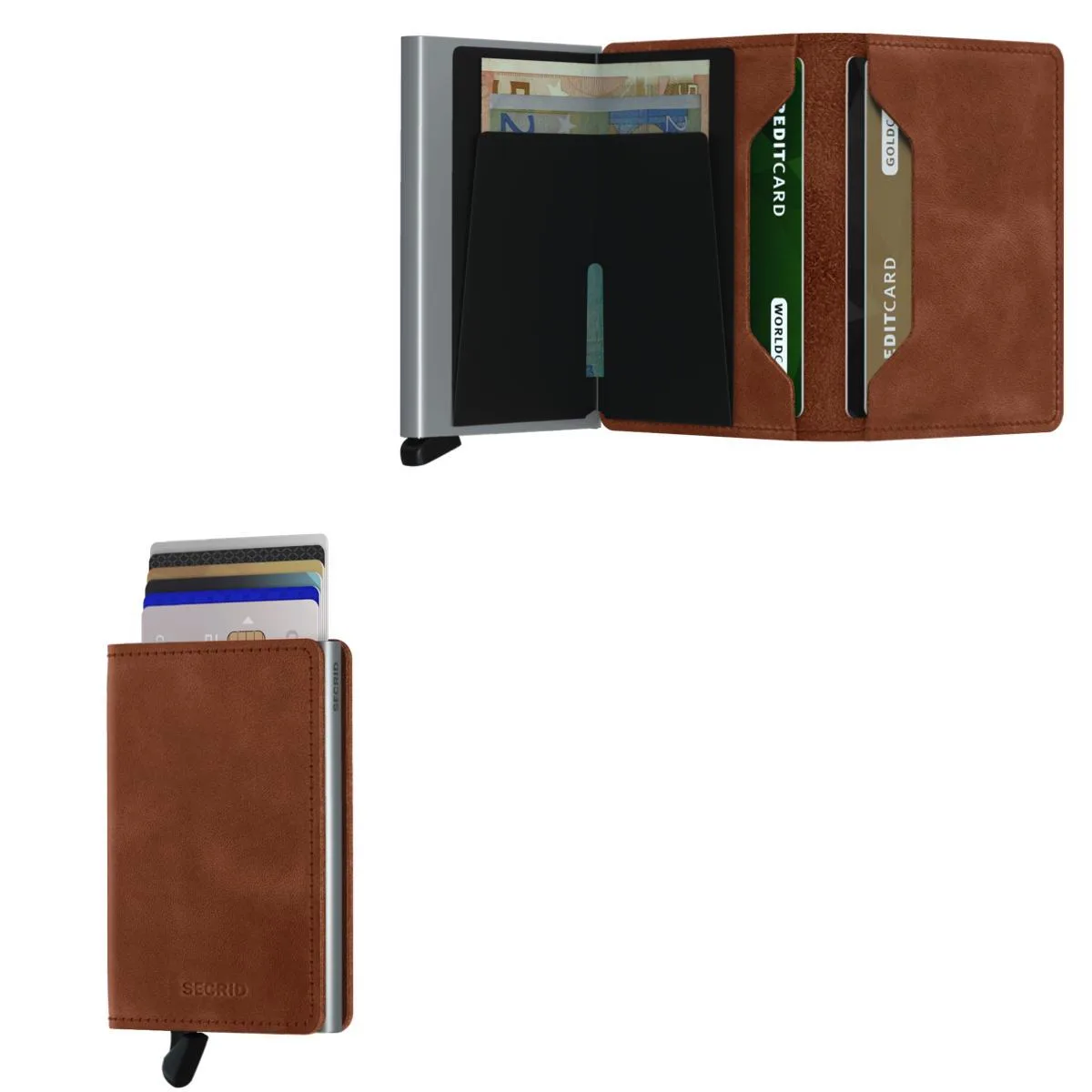 Secrid Slimwallet Vintage Leather - Cognac/Silver