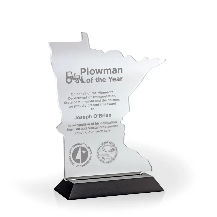 Minnesota Award with Black Wood Base - Engraved