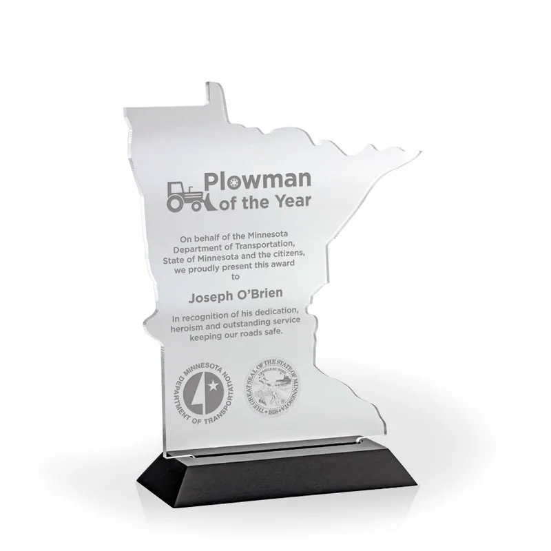 Minnesota Award with Black Wood Base - Engraved