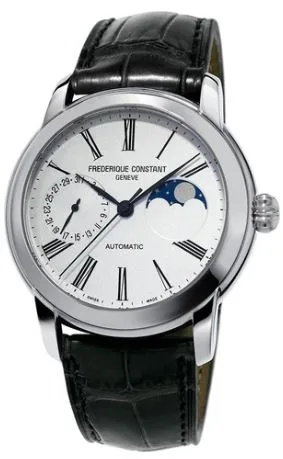Citizen® Frederique Constant Men's Classic Moonphase Watch w/Black Croc Leather Strap