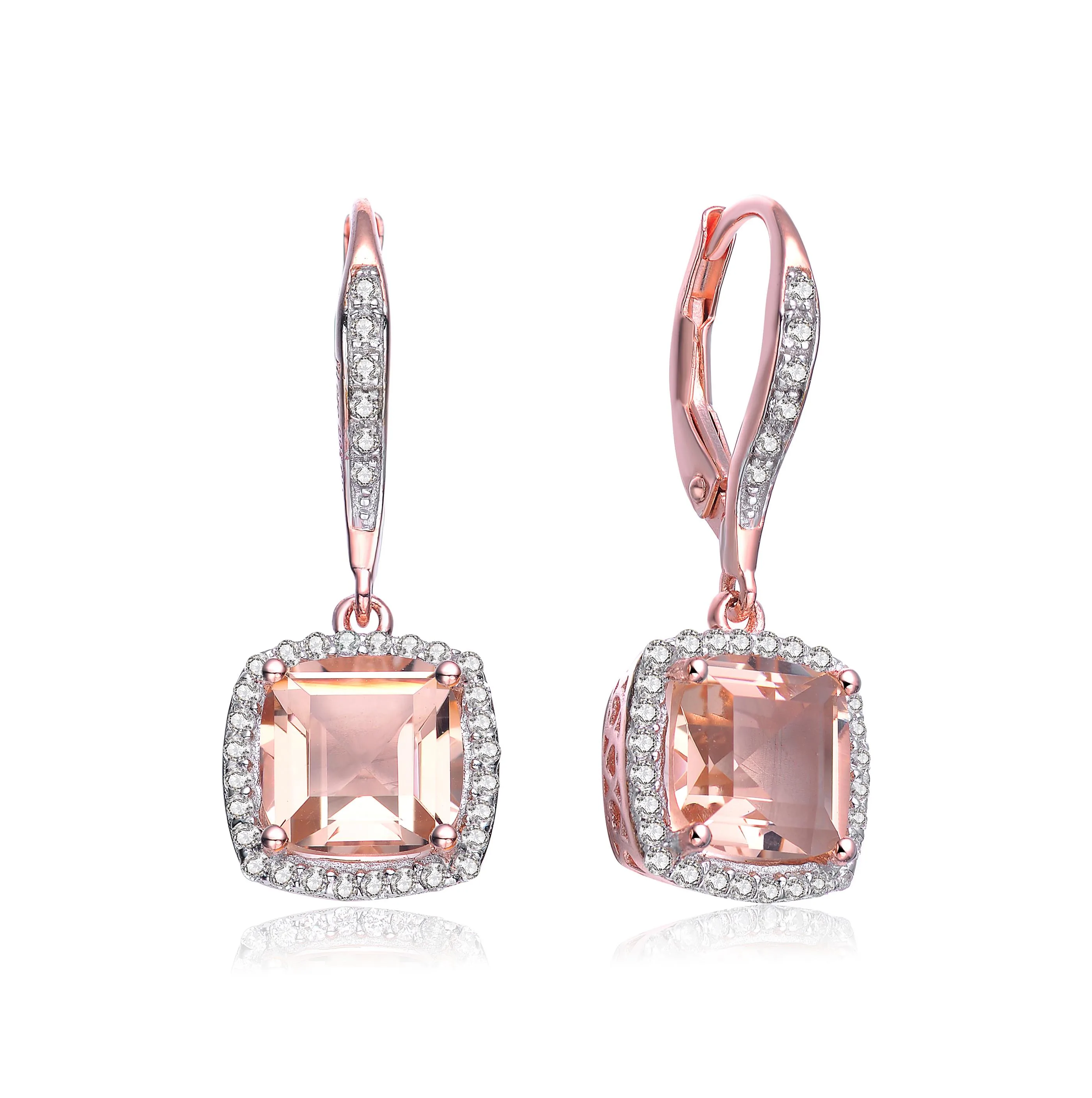 GENEVIVE Rose Gold Plated Cz Drop Earring Size 1.02