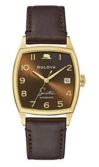 Citizen® Bulova Frank Sinatra Men's Automatic Brown Leather Strap Watch