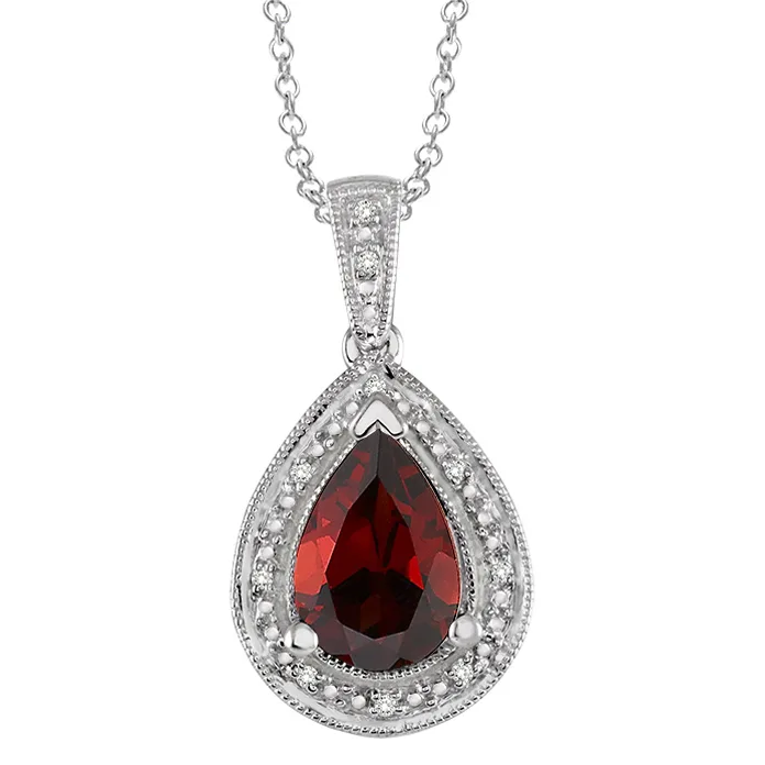 Jilco Inc Garnet And Diamond Necklace