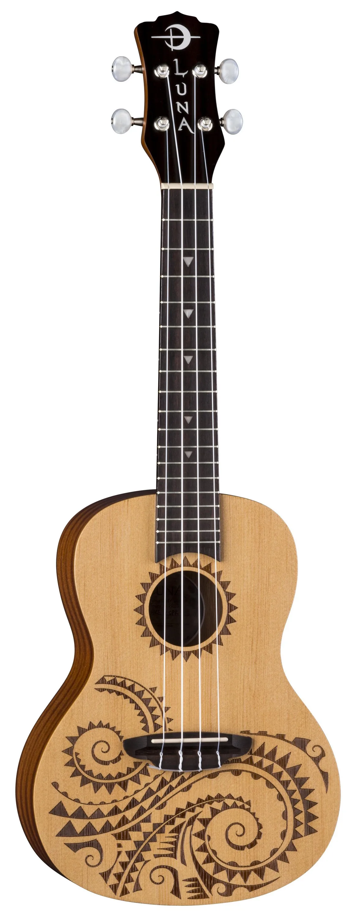 Luna Tattoo Concert Spruce Acoustic Ukulele w/Gigbag