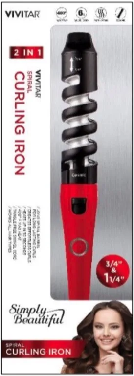 Health, Beauty & Fitness Vivitar 2-In-1 Spiral Curling Iron-Ceramic Heat Technology Temp To 400º