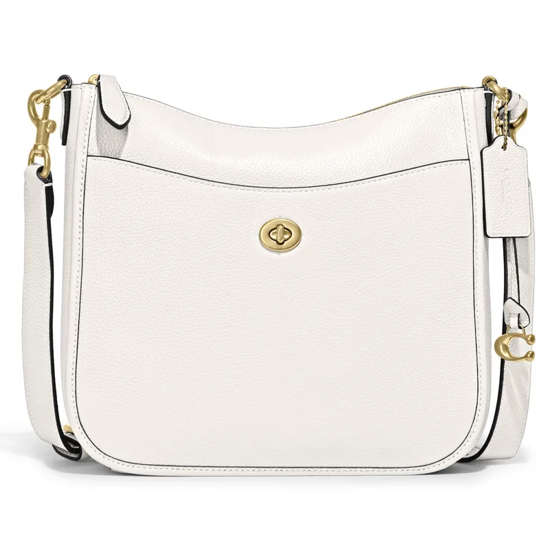 COACH Polished Pebbled Leather Chaise Crossbody - Chalk/Brass