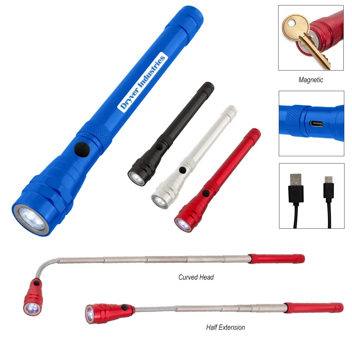 Telescopic Rechargeable Recycled Aluminum Flashlight With Magnet 2.0 view 2