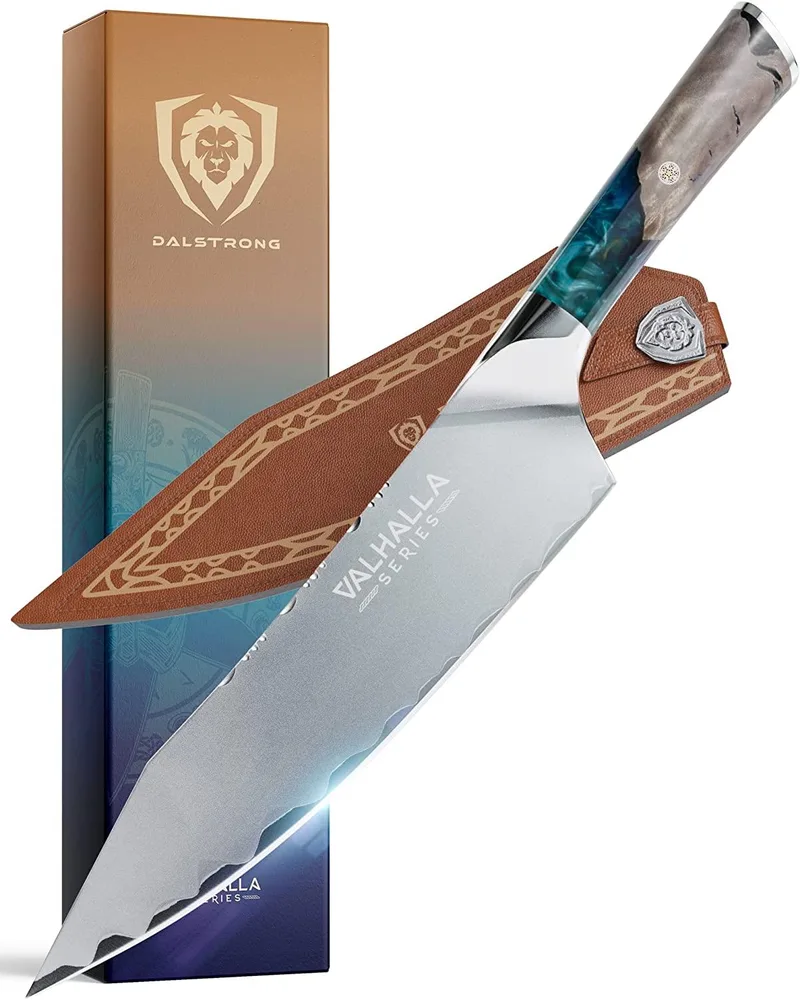 Dalstrong 9.5" Chef Knife - Valhalla Series - High Carbon Steel - Resin Handle - Leather Sheath