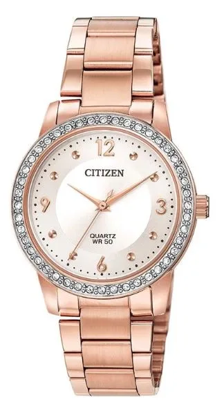 Citizen® Ladies' Quartz Pink Gold-Tone Watch w/Pink Gold-Tone Bracelet