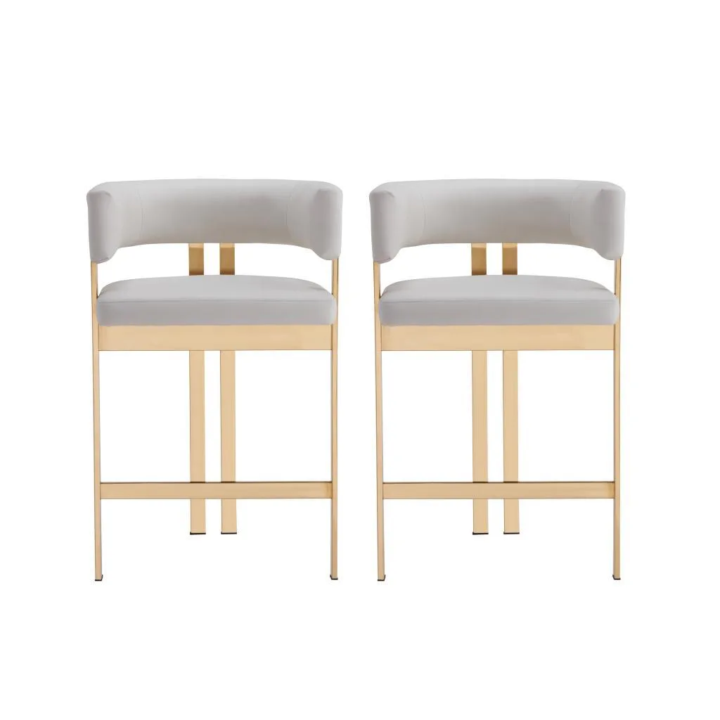 Pursonic Luxury Modern Counter Bar Stool, 2 Piece Set, White