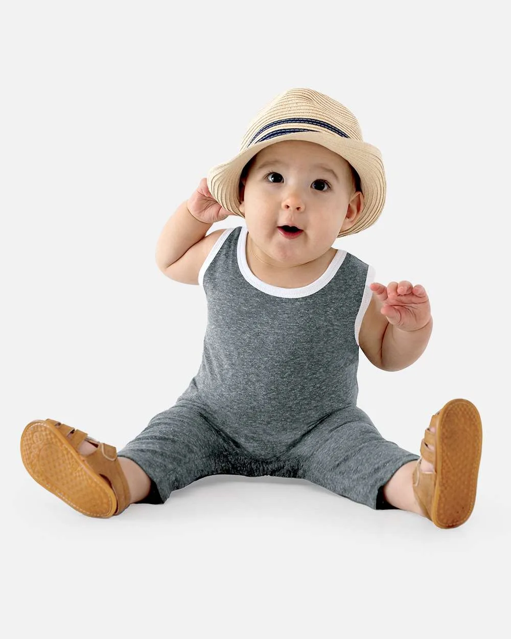 Rabbit Skins Infant Harborside Mélange Tank Romper view 3