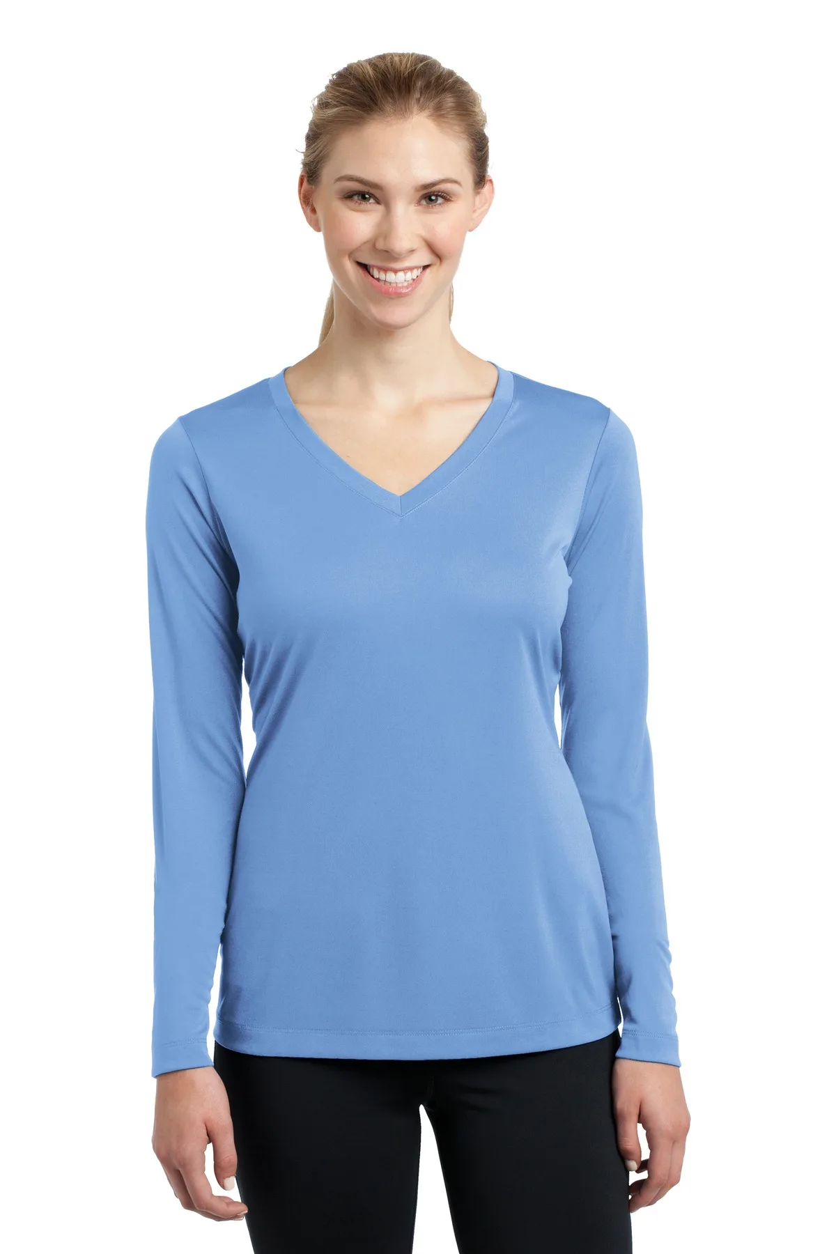 Sport-Tek® Women's Long Sleeve PosiCharge® Competitor™ V-Neck Tee.