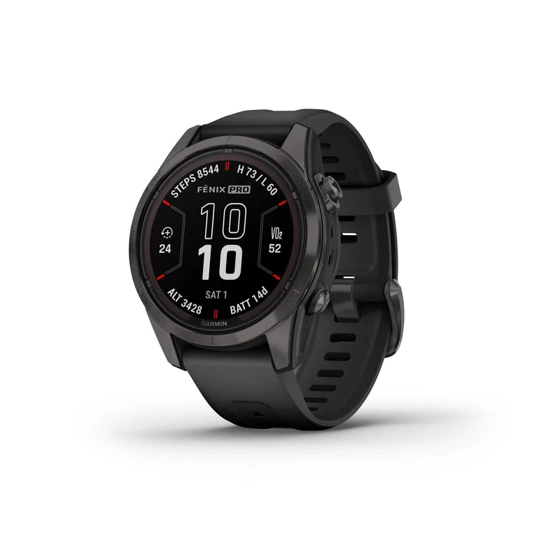 Garmin® Fenix 7S Pro Smartwatch Sapphire Solar Ed Carbon Gray & Black Band
