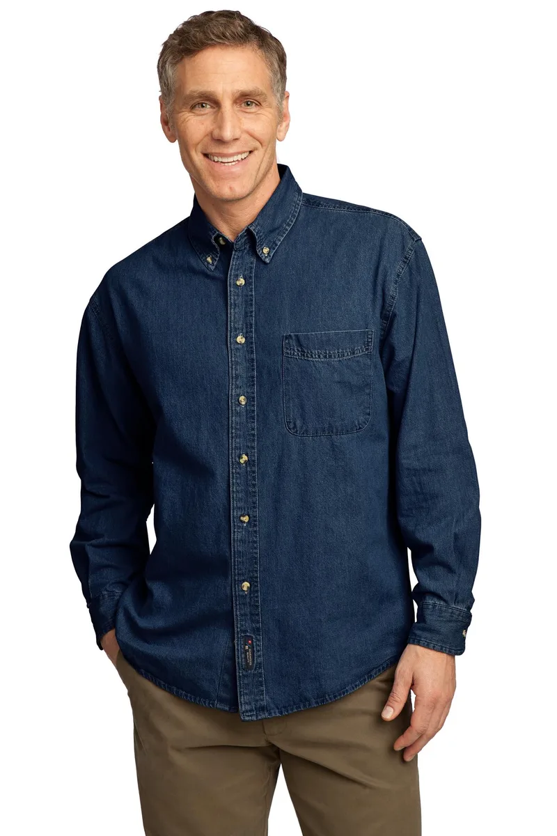 Port & Co™ Long Sleeve Value Denim Shirt. view 2