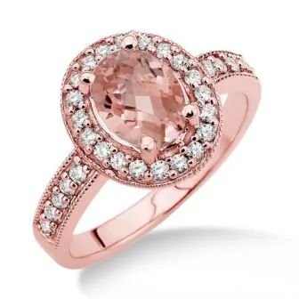 Jilco Inc Morganite & Diamond Ring - Size 6.5