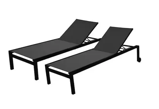 Pursonic Chaise Aluminum Lounge Chair, Black