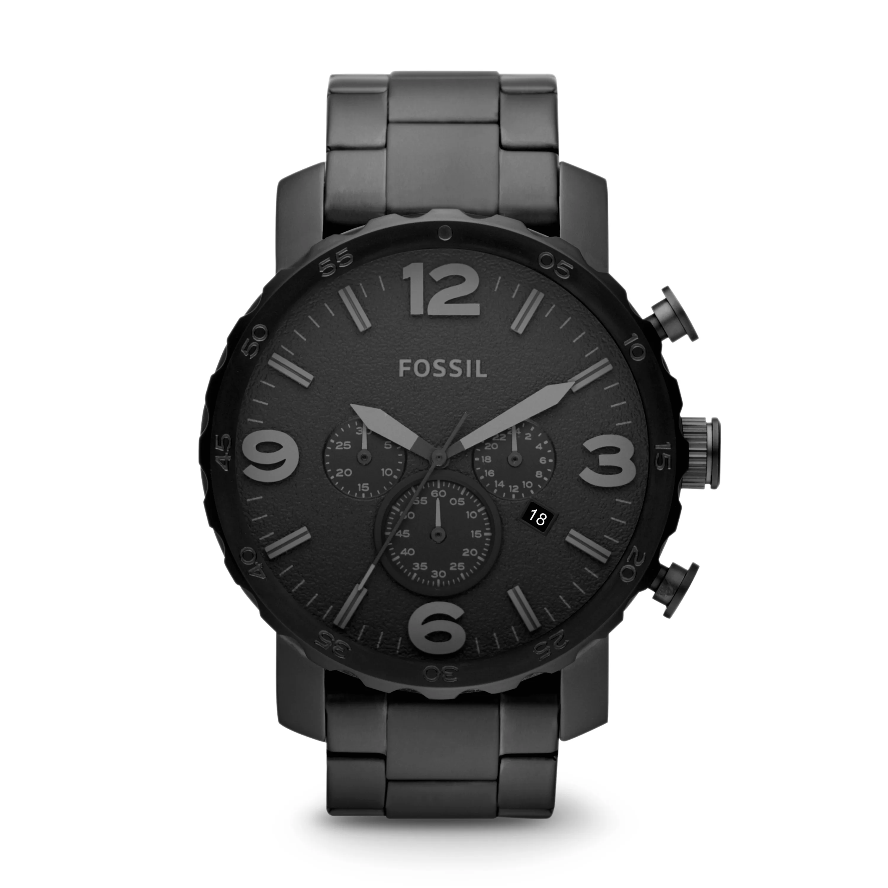 Fossil Mens Nate Stainless Steel Watch Black