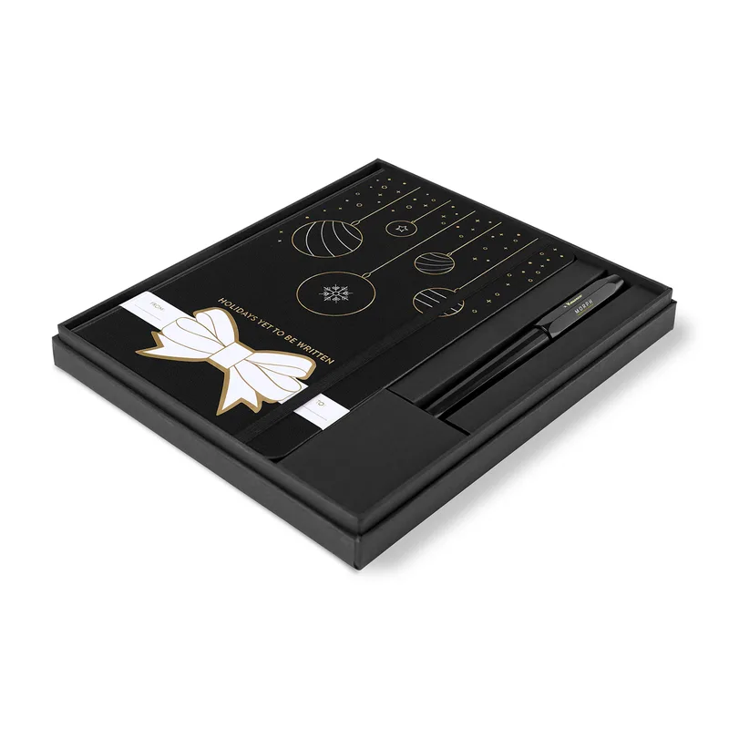 Moleskine® Hard Cover Holiday Notebook and Kaweco Pen Gift Set - Black