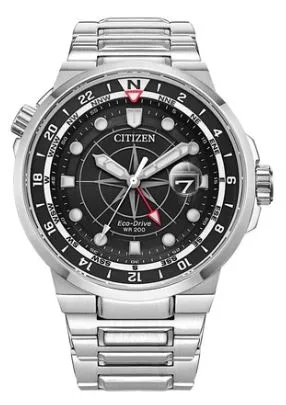 Citizen® Men's Endeavor Eco-Drive® Silver-Tone Bracelet Watch w/Black Dial
