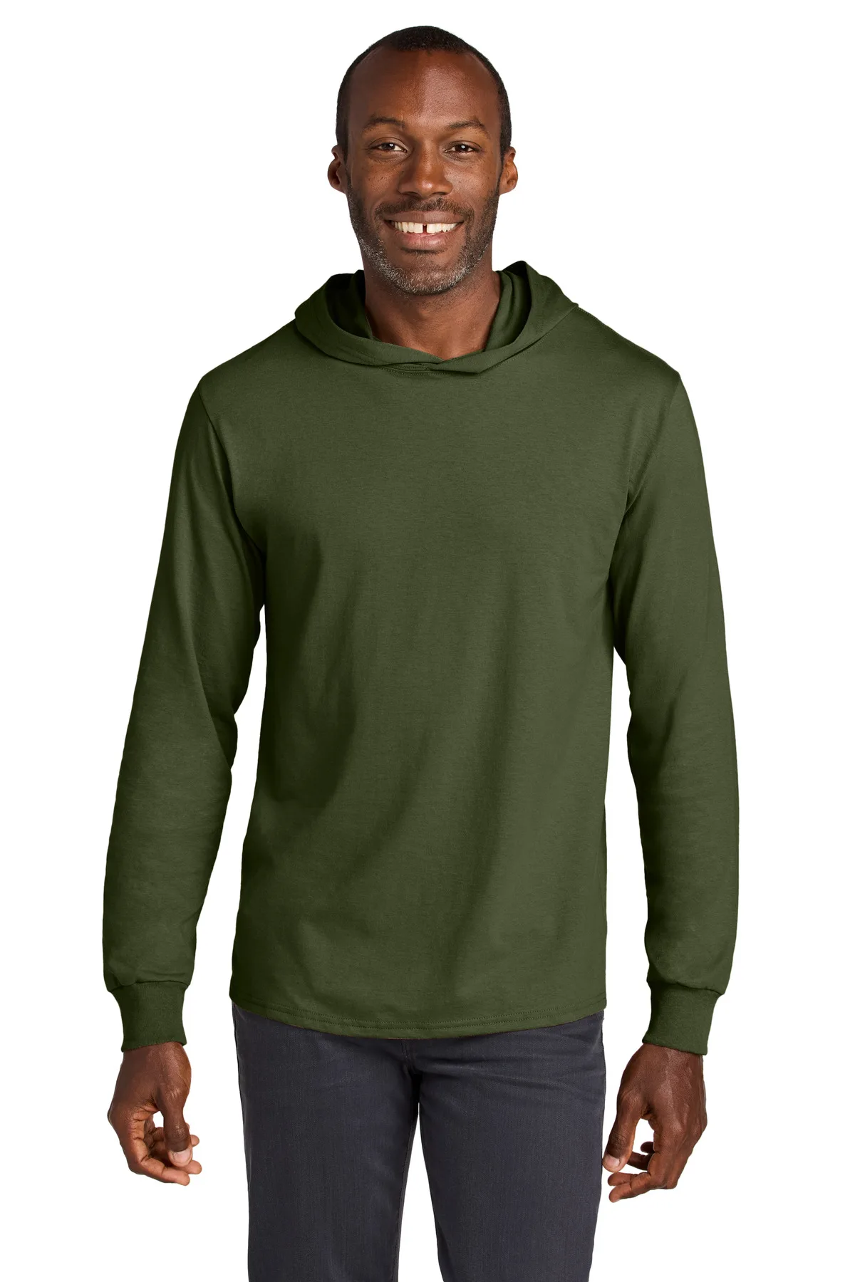 Jerzees Classics™ Unisex Cotton Long Sleeve Hooded T-Shirt view 4