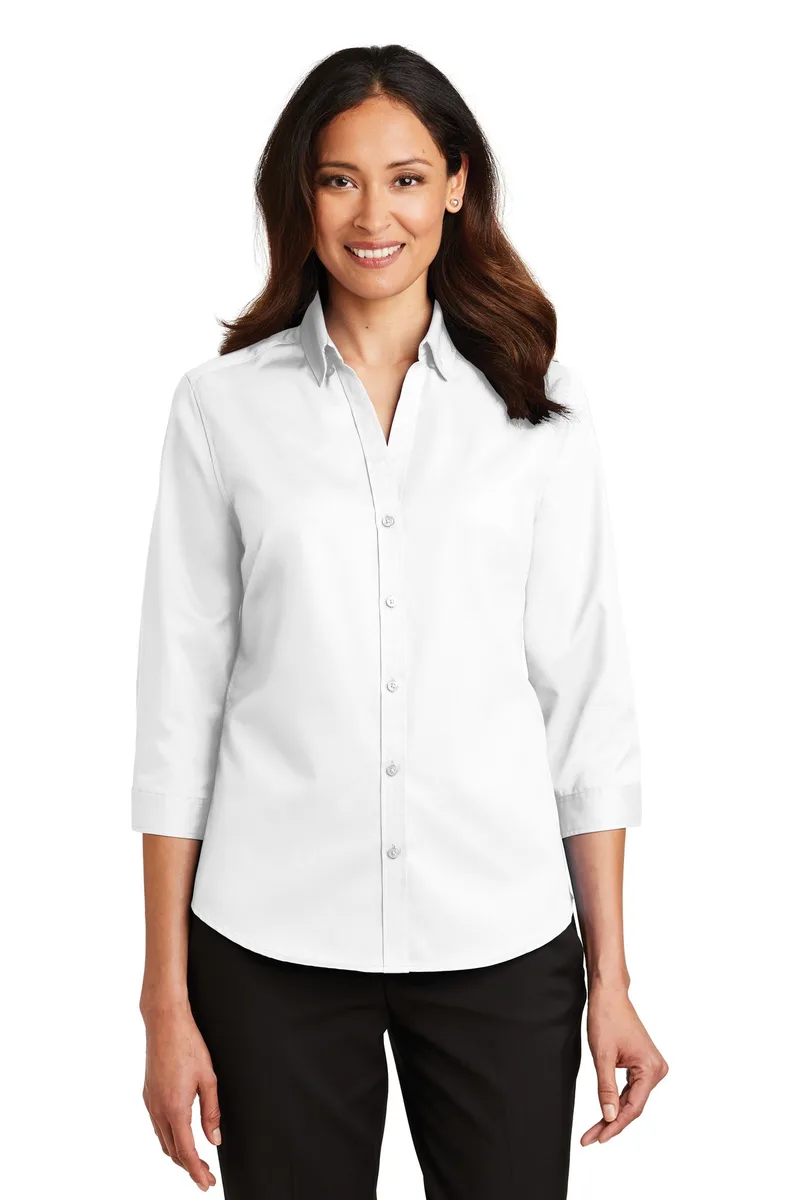 Port Authority® Women's 3/4-Sleeve SuperPro™ Twill Shirt. view 4