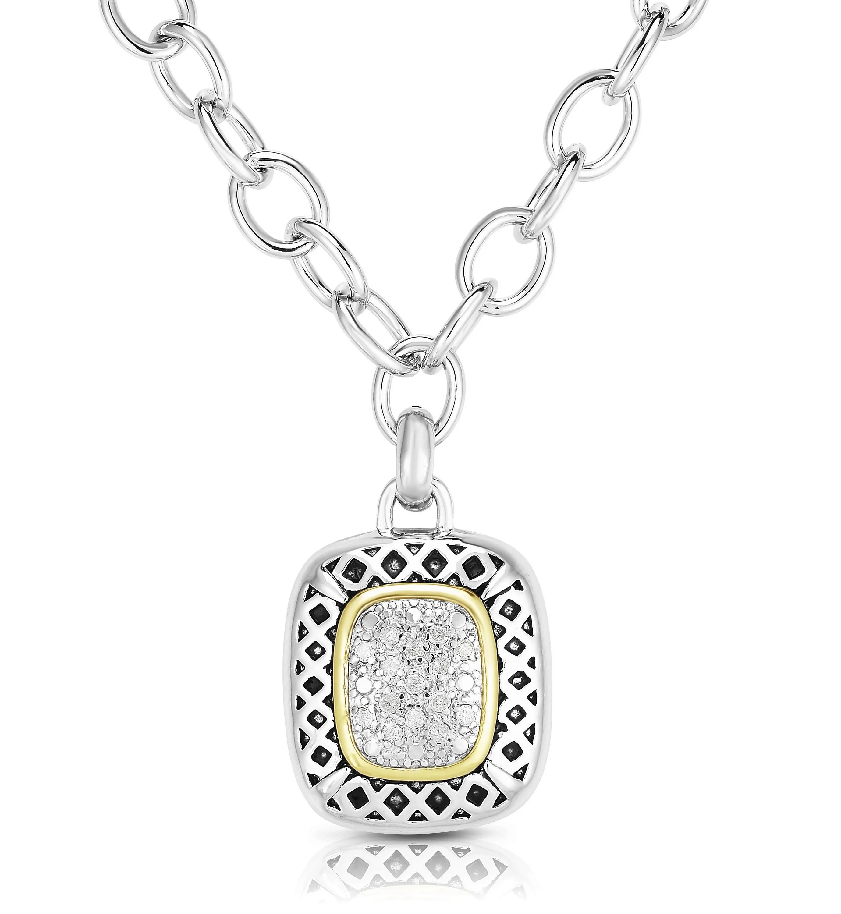 Jilco Inc Round Diamond Cable Link Chain Necklace - 0.15 Twt