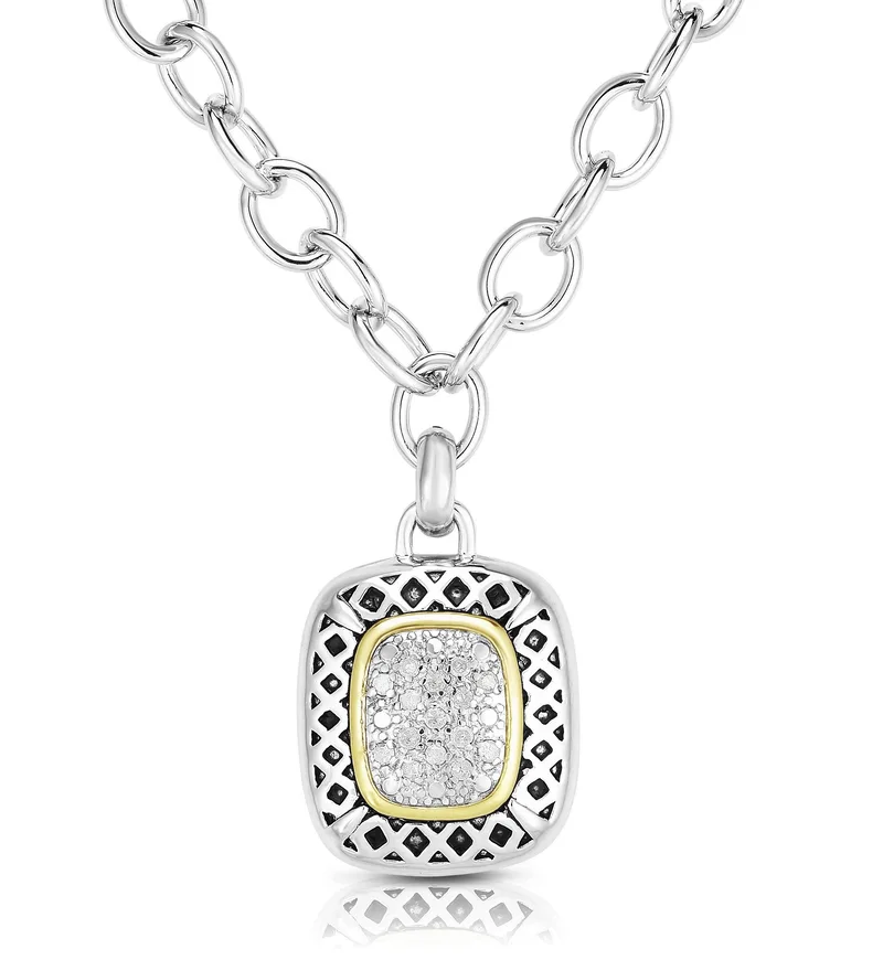Jilco Inc Round Diamond Cable Link Chain Necklace - 0.15 Twt