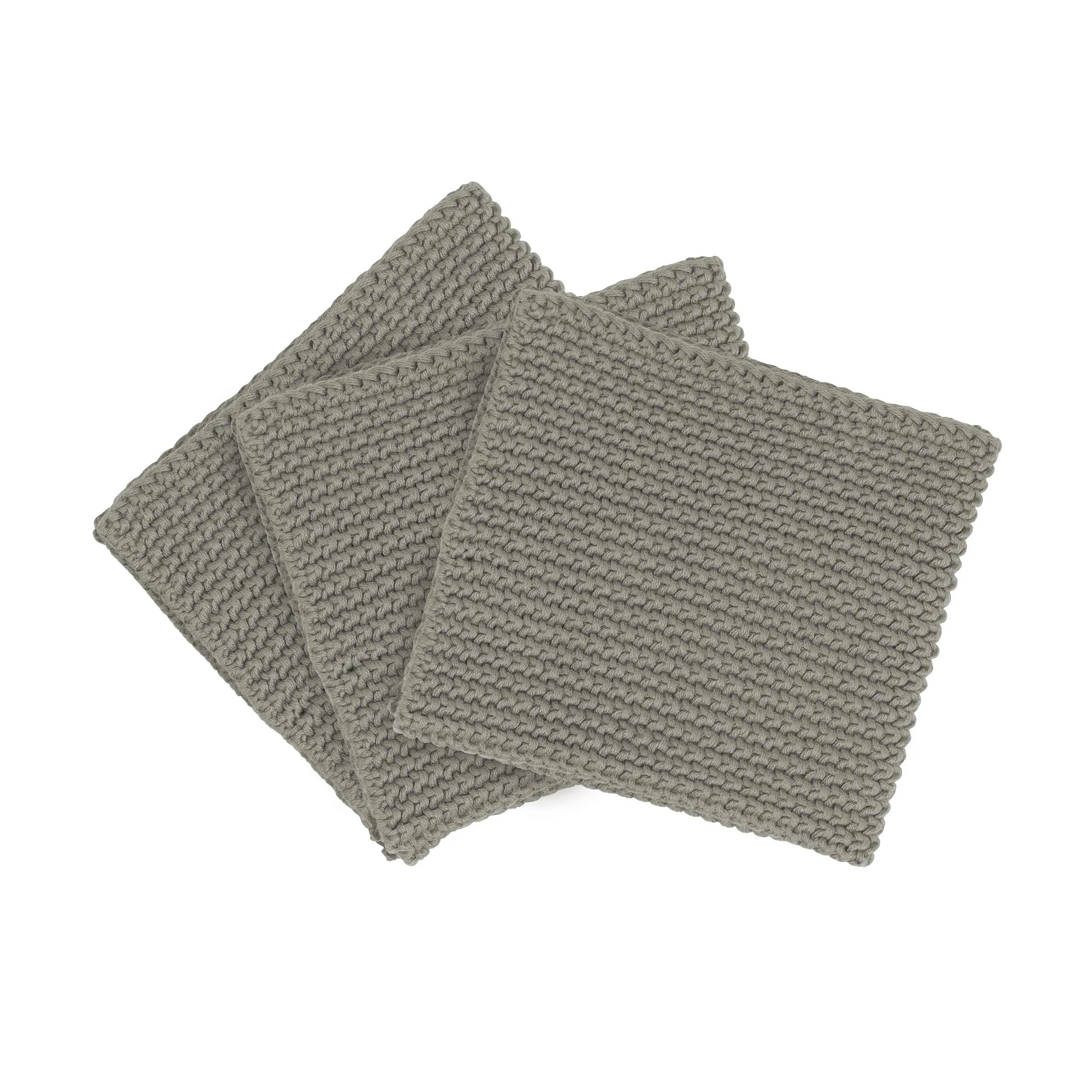 Blomus Knitted Dish Cloths Set Of 3 Cotton - Elephant Skin Gray