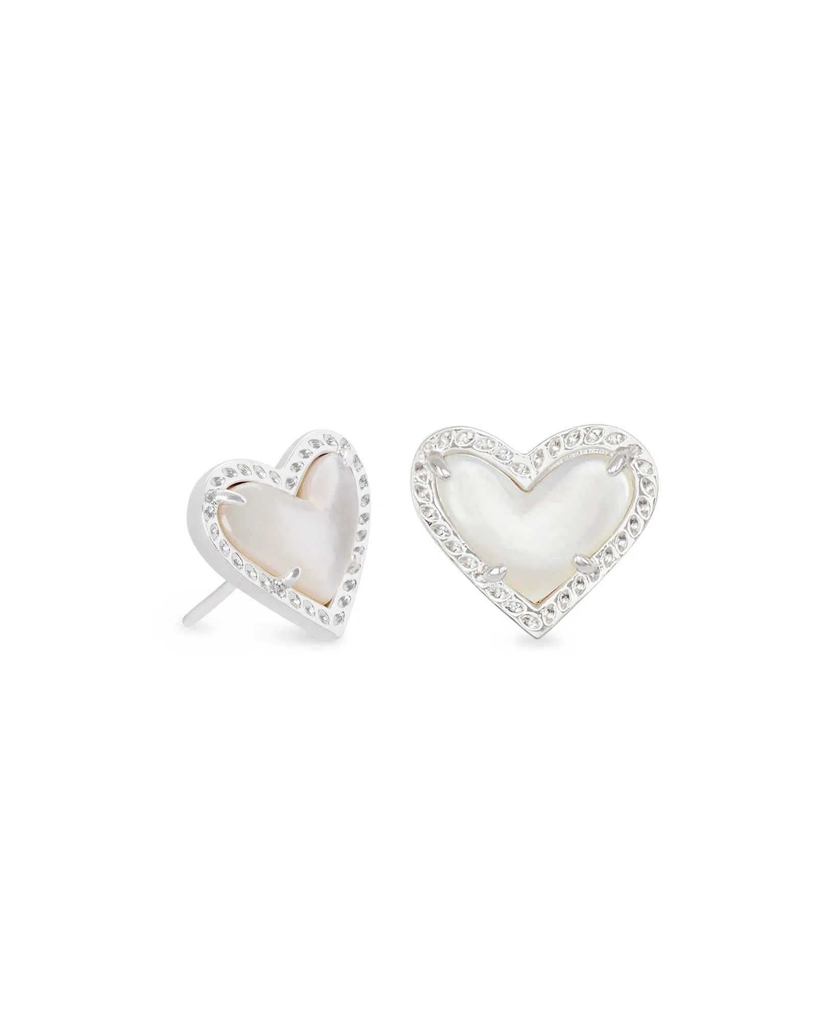 Kendra Scott Ari Heart Stud Earring - Rhodium Plated Brass