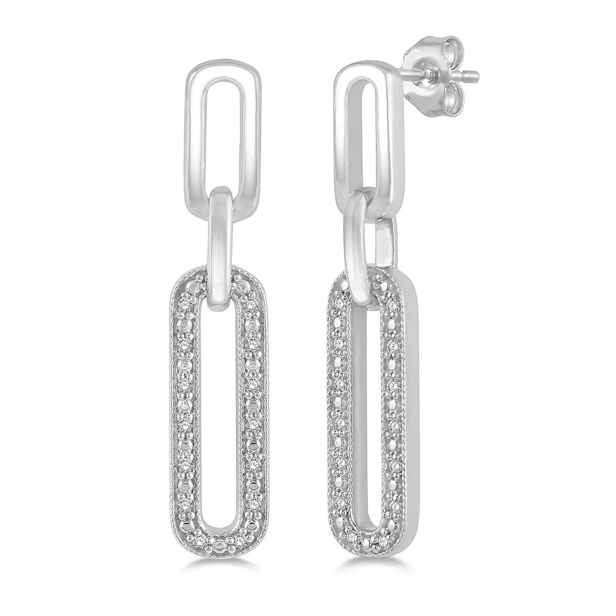 Jilco Inc Diamond Paperclip Link Earrings
