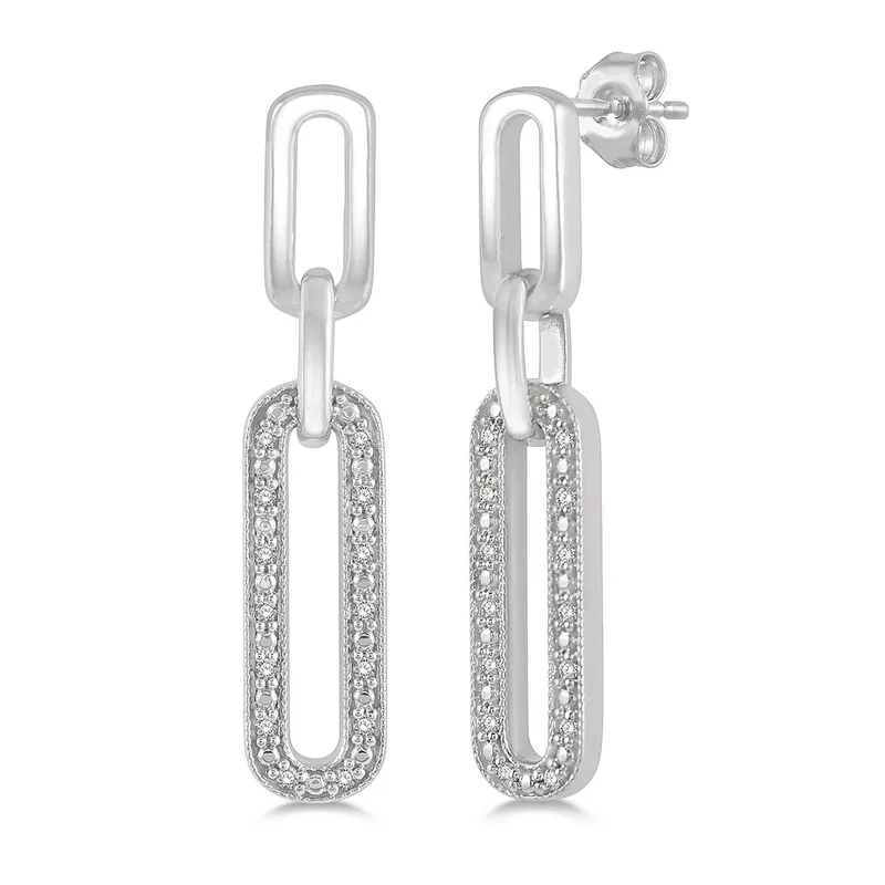 Jilco Inc Diamond Paperclip Link Earrings
